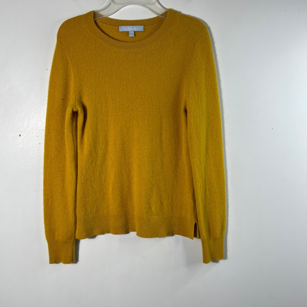 Womens Antonio Melani Cashmere Sweater Gold S Long Sleeve